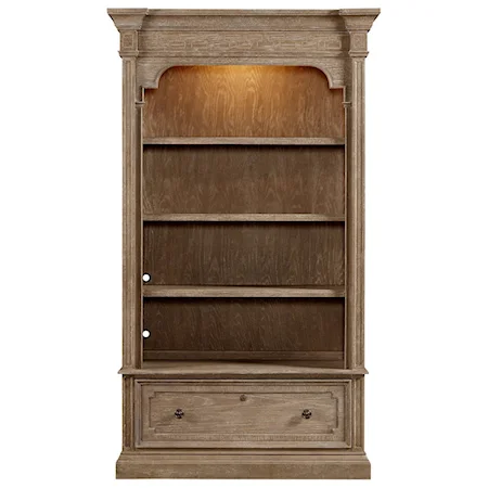 Lateral File Bookcase with Built-In Lighting